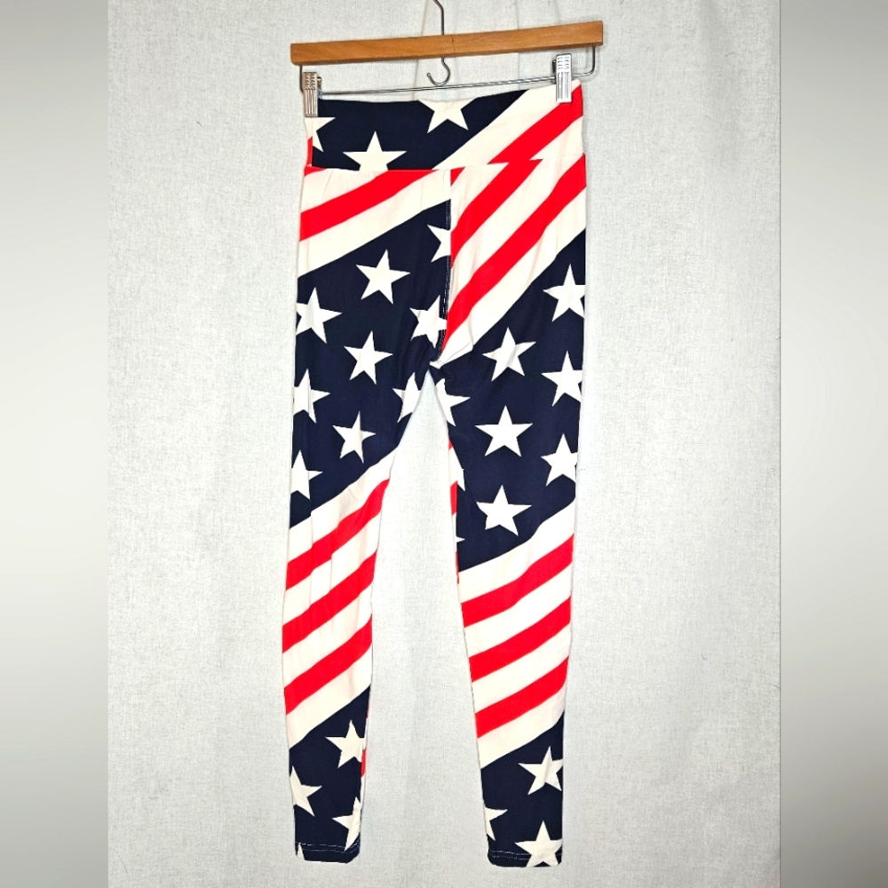 NWT Stars And Stripes Leggings Park Butter Soft Leggings Free Size